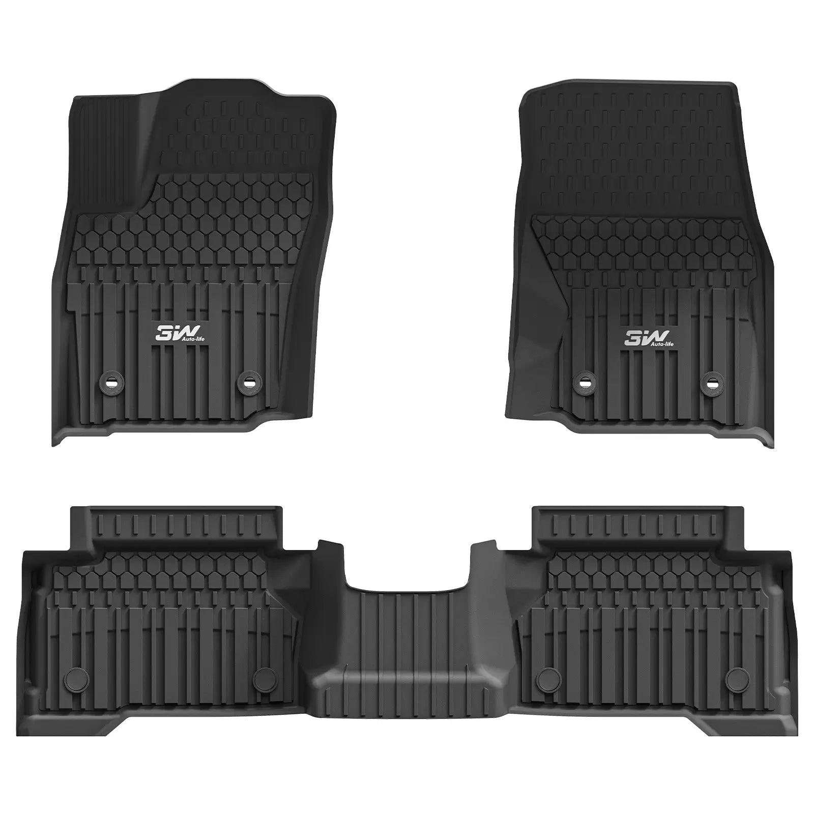 3W Toyota Tacoma 2024-2025 (Double Cab, Automatic Transmission) Floor Mats TPE All Weather Custom Fit - CA 3Wliners